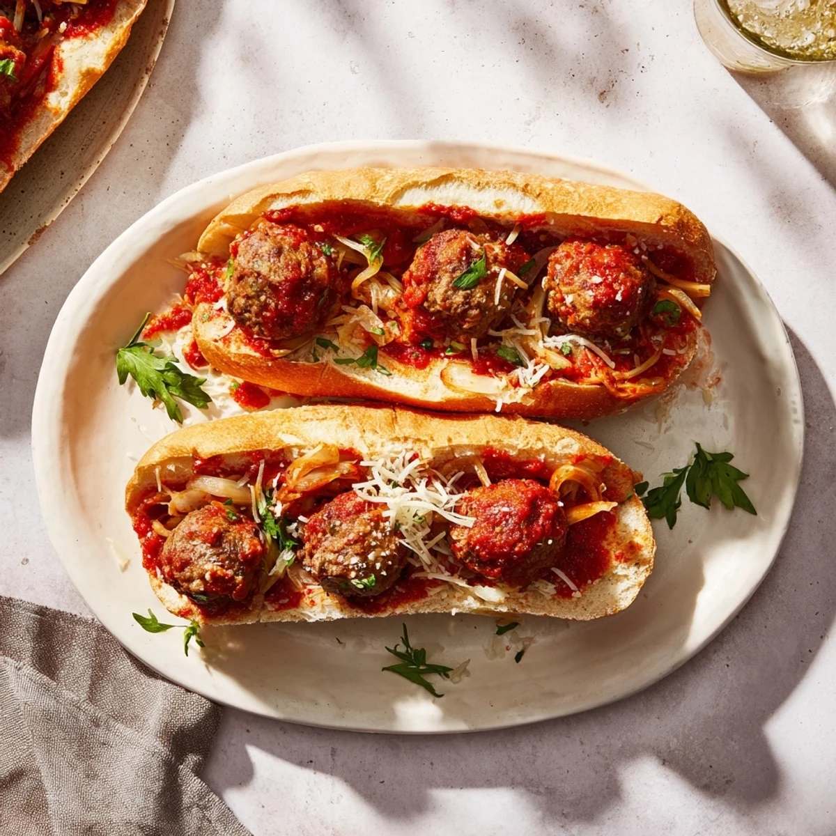 Warm, saucy Meatball Marinara Sub Sandwiches overflowing with melted cheese, perfect for a hearty dinner.