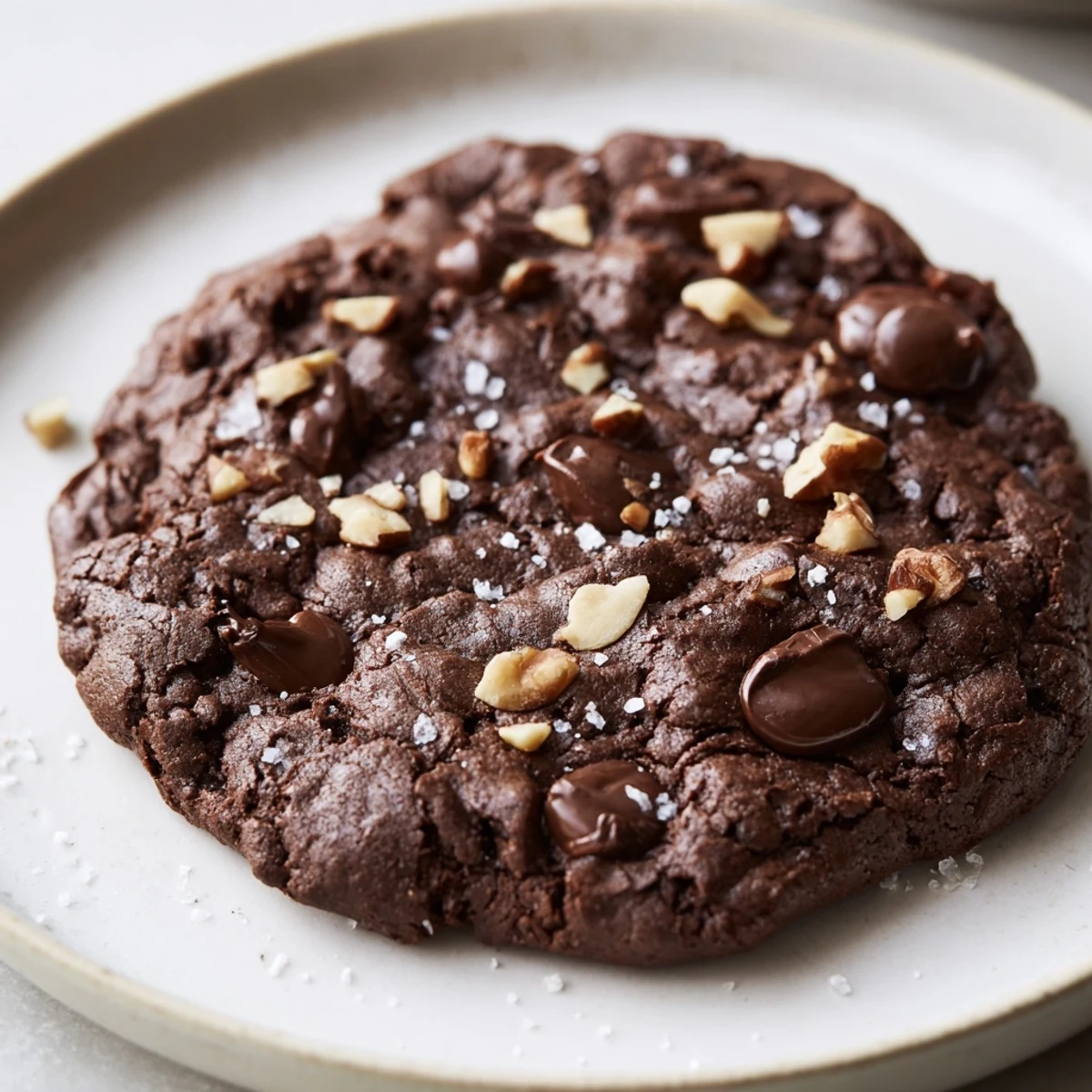 A plate of homemade classic chocolate chip cookies, tempting with their rich, buttery, golden edges.