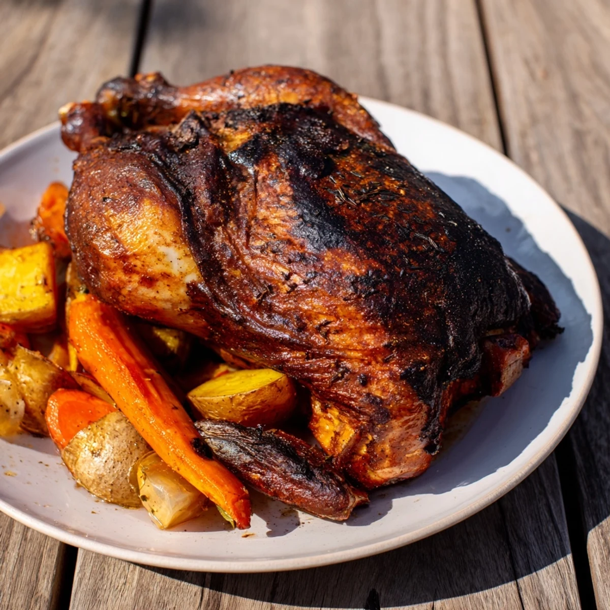Golden-brown Roast Chicken with Rosemary and Garlic, showcasing crispy skin and savory herbs.
