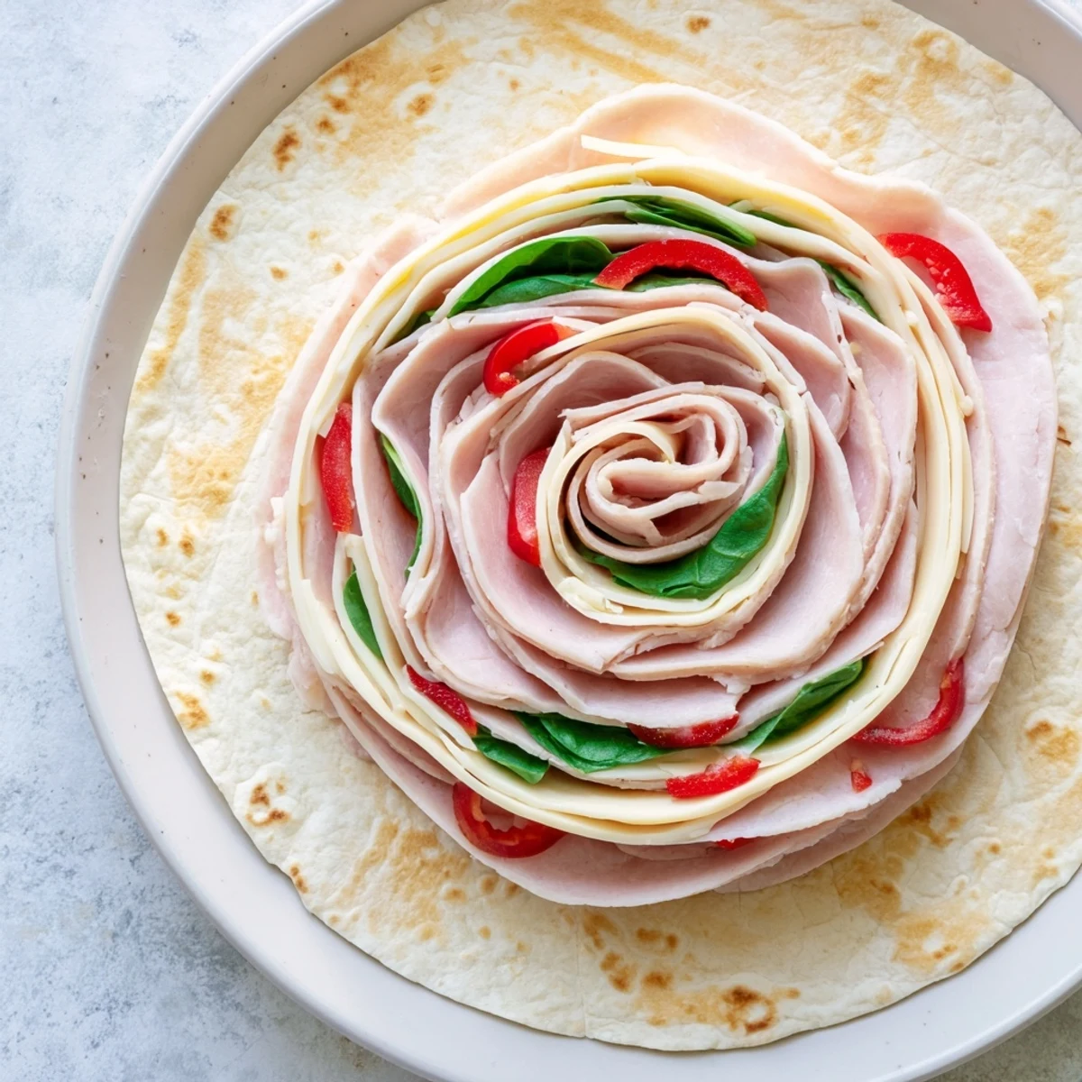 Turkey and Provolone Pinwheels: A close-up view of savory rolls ready to eat.