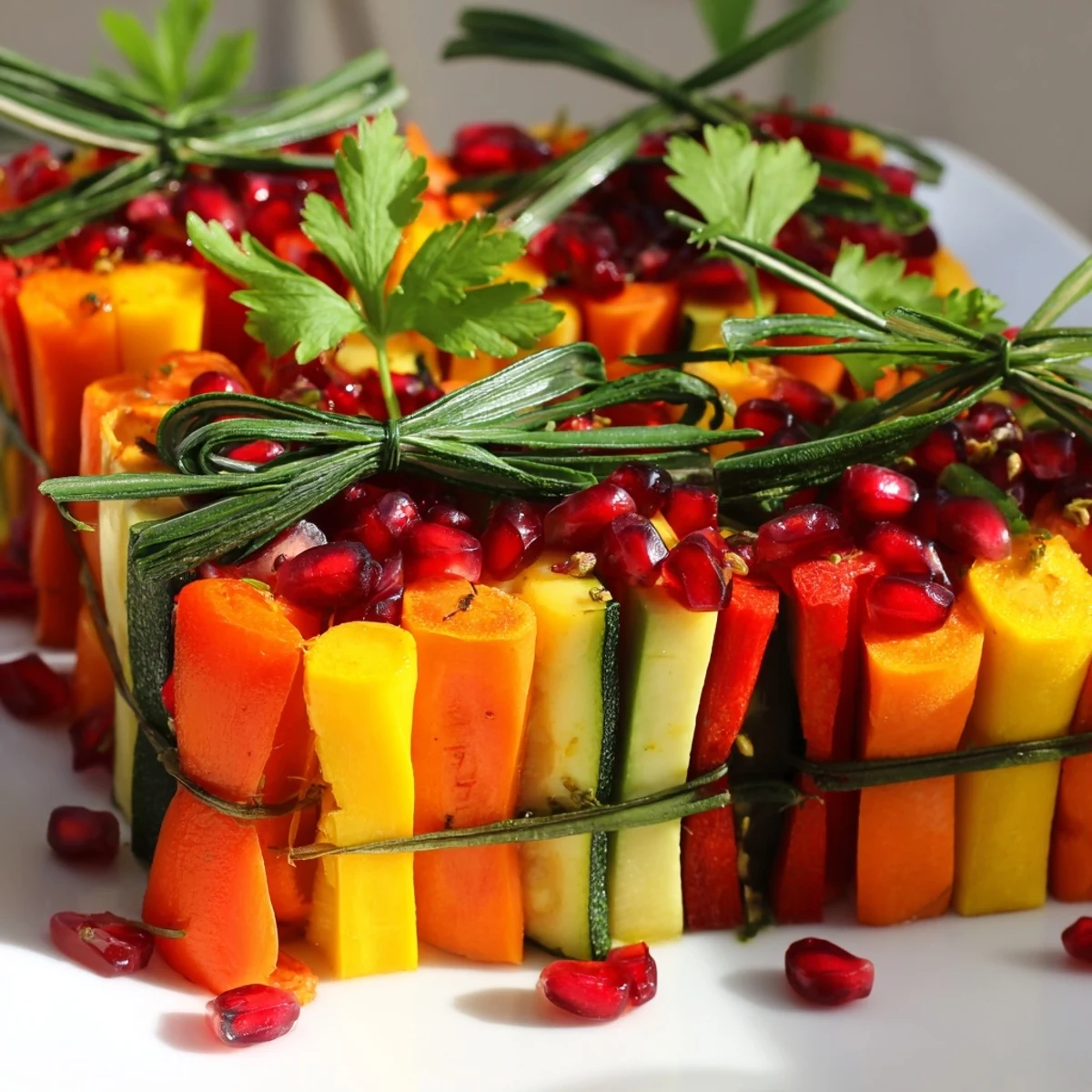 Festive Christmas Present Veggie Crates, a colorful and imaginative vegetable side dish, ready to serve.