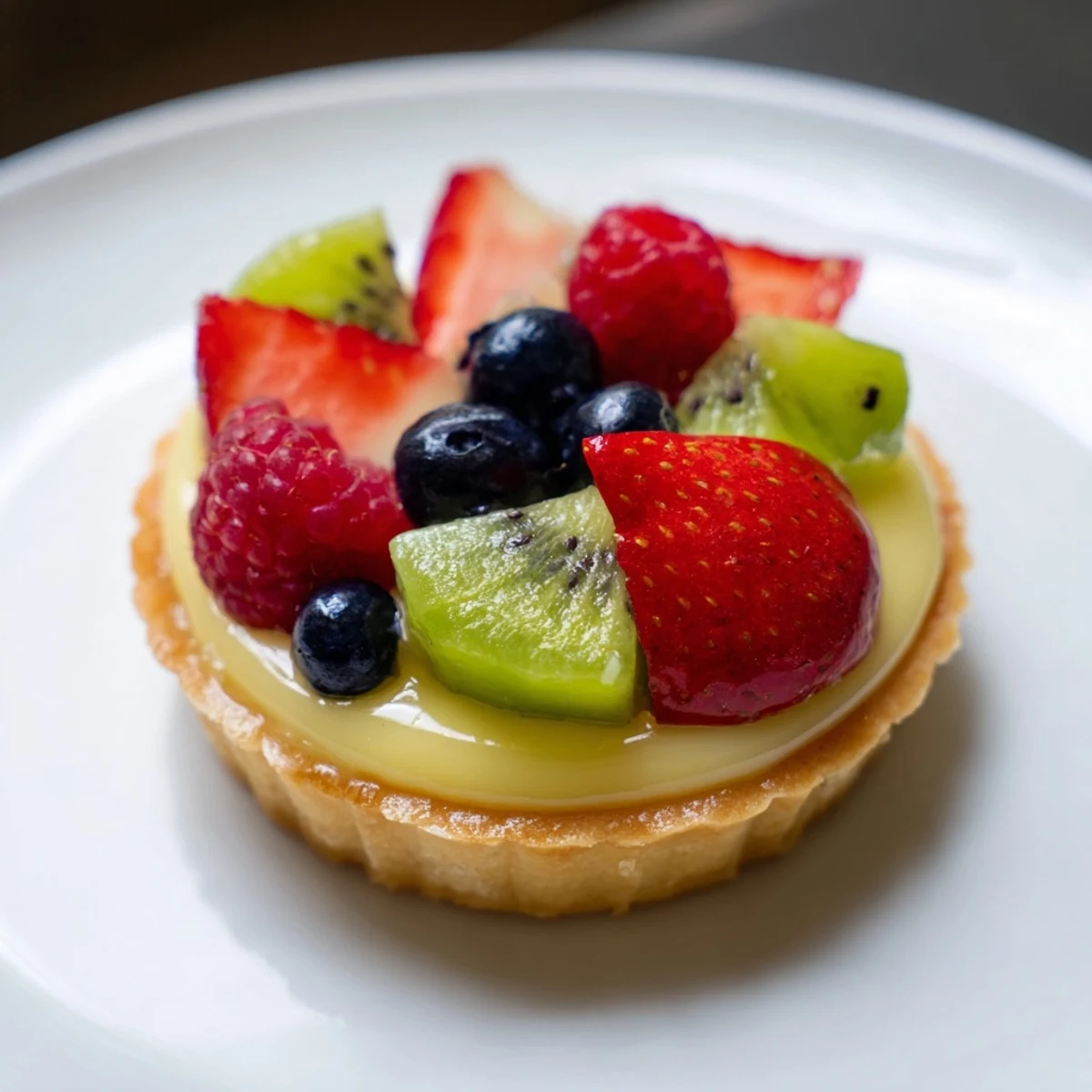 These beautiful mini fruit tartlets, arranged in a circle, showcase fresh berries ready to be enjoyed.
