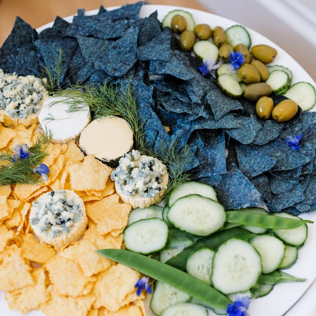 Deep Sea Ocean Wave appetizer platter featuring tempting blue cheese and crisp green apple slices.