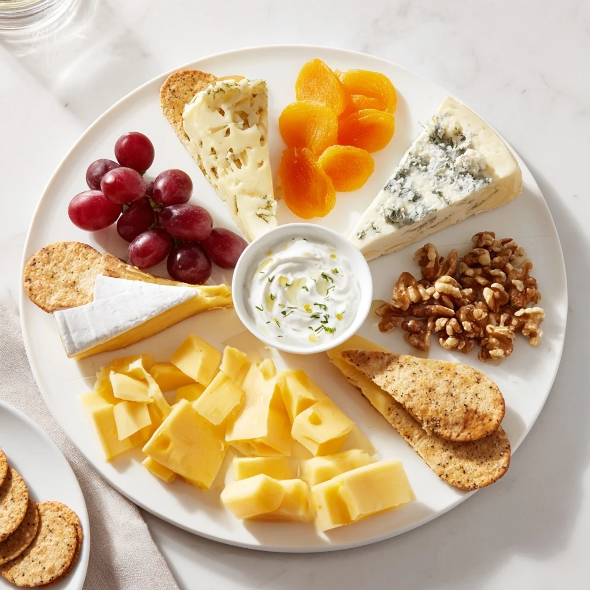 Vibrant image: savor the rich flavors of a beautiful Celtic Cross Cheese Platter with assorted crackers.