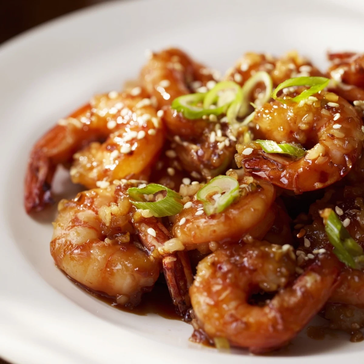 Golden, glazed Honey Garlic Shrimp on a bed of fluffy rice, a quick and delicious weeknight meal.
