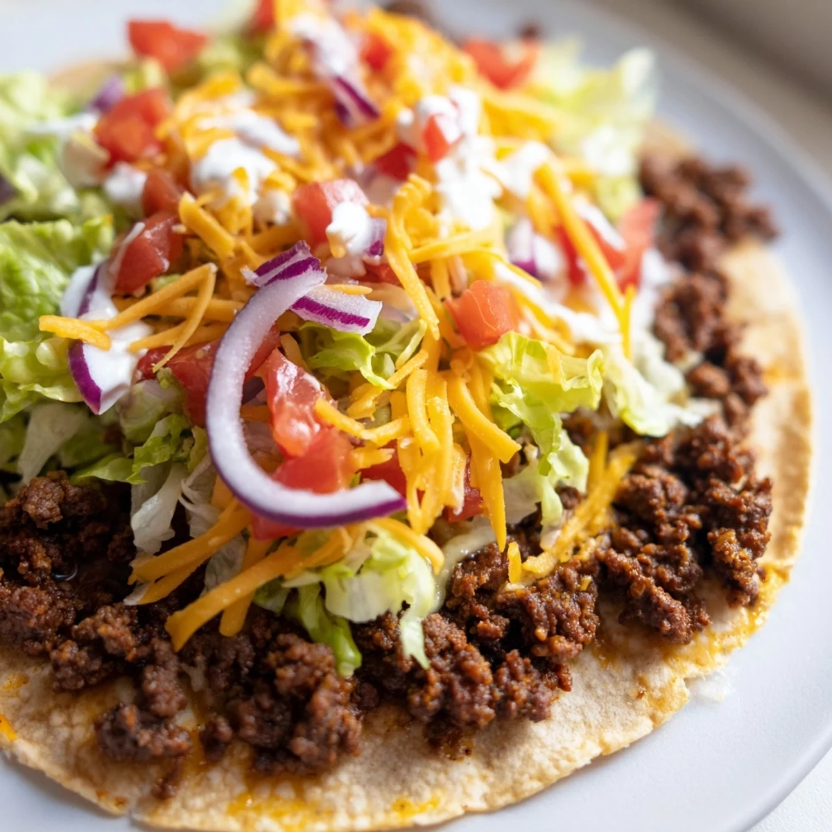 Get ready for deliciousness: a close-up of fully loaded Crispy Smash Tacos with fresh toppings and a satisfying crunch.