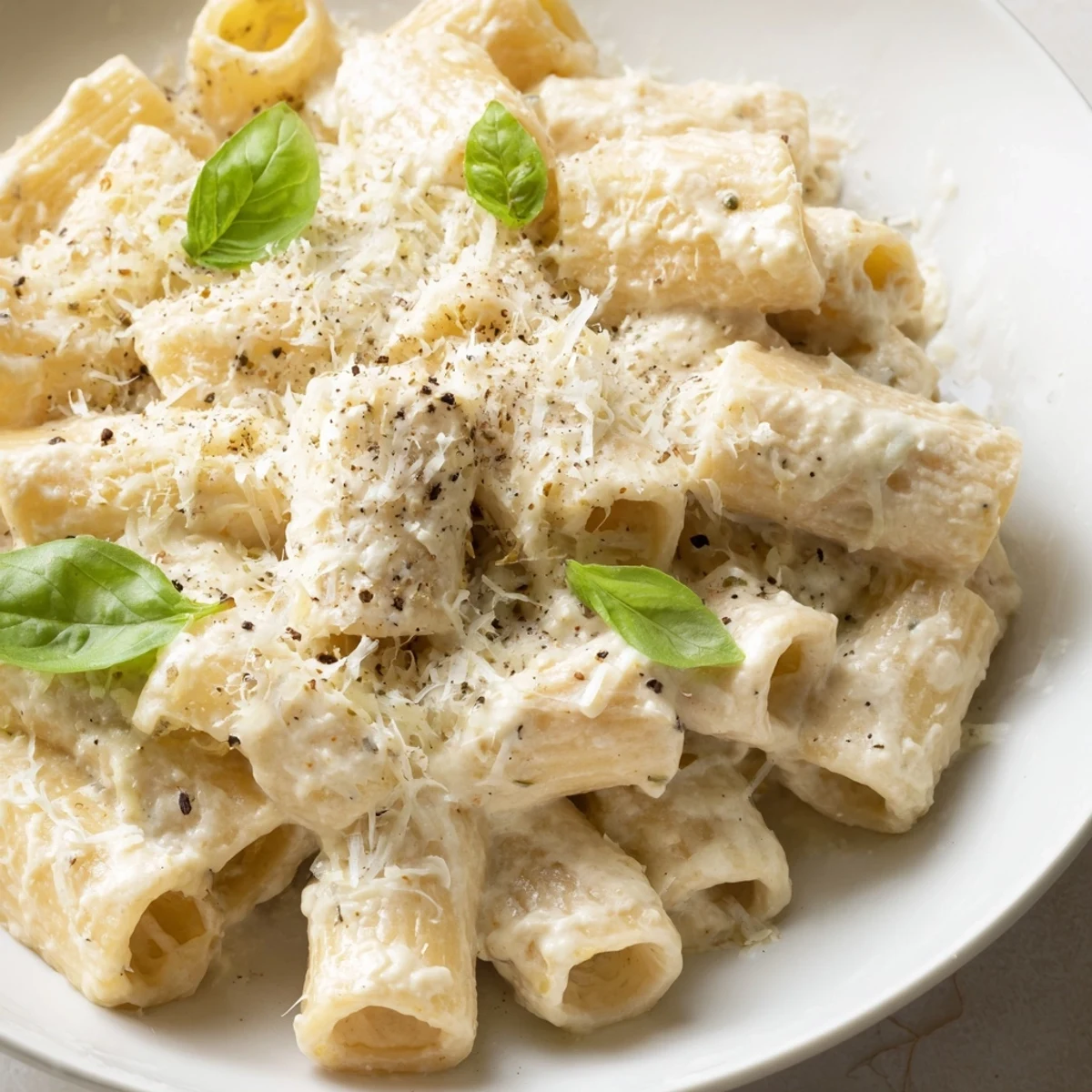 Silky, smooth creamy cottage cheese pasta with Parmesan and herbs, perfect for a quick dinner.