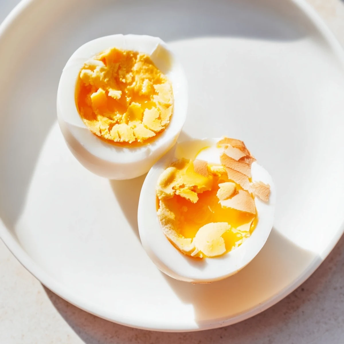 Freshly made air fryer boiled eggs, ready for breakfast or a healthy snack.