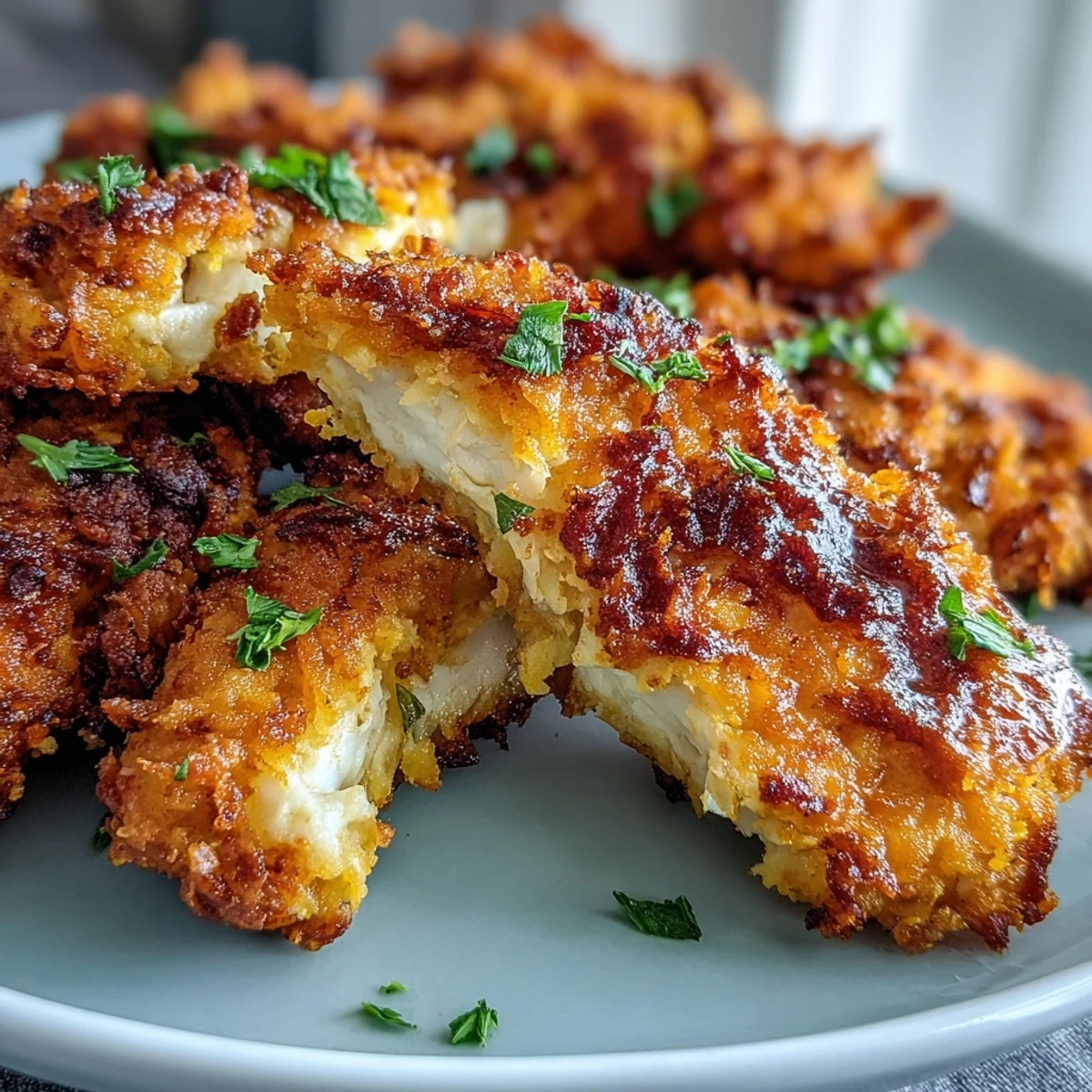 Oven-baked Turmeric Chicken Tenders with a golden panko crust on a rustic wooden serving board.