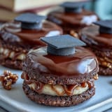 Easy Graduation Cap Cookies with Royal Icing: black-iced sugar cookies shaped like graduation caps, decorated with yellow royal icing tassels and candy pearls.