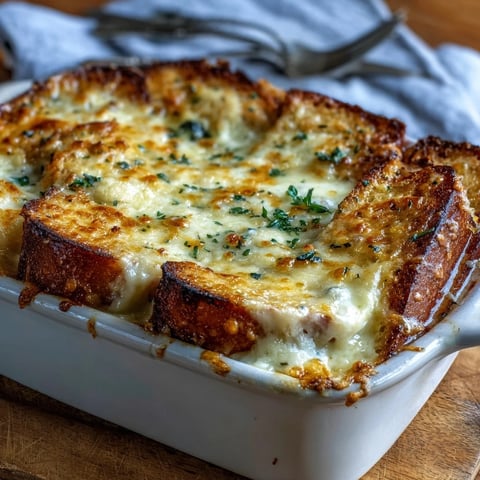 Golden, puffed Croque Monsieur Casserole fresh from the oven with bubbling Gruyère cheese.