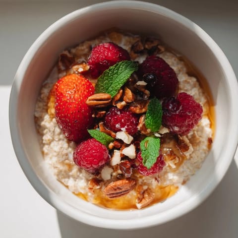 Overnight oats with berries honey