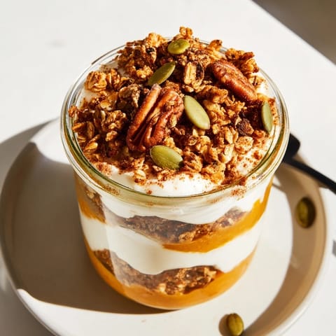 Beautifully layered Pumpkin Yogurt Parfait with spiced pumpkin, perfect for a quick fall snack.