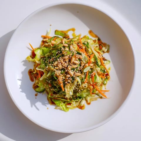 Fresh Cabbage-Core Slaw Salad with toasted seeds, a delicious and easy vegan side dish.