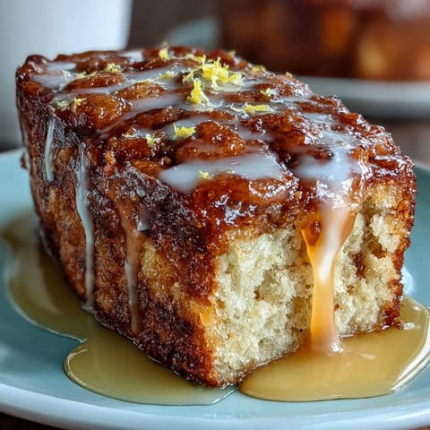 Moist dandelion honey cake with bright lemon glaze, perfect for spring gatherings or afternoon tea.