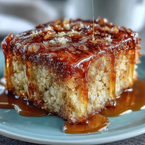 Delicate floral honey cake topped with tangy lemon glaze, ideal for dessert or special occasions.