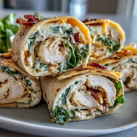 Turkey, cheese, and spinach tortilla pinwheels with creamy filling and fresh greens, perfect for quick snacks or party platters.