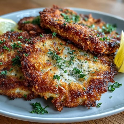 Golden-brown vegetarian cabbage schnitzel with crispy breadcrumb coating served on a wooden board.  