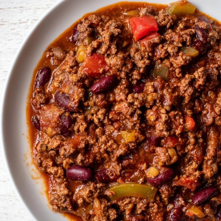 A close-up of a bubbling One-Pot Cozy Chocolate Chili, garnished with fresh cilantro and sour cream.
