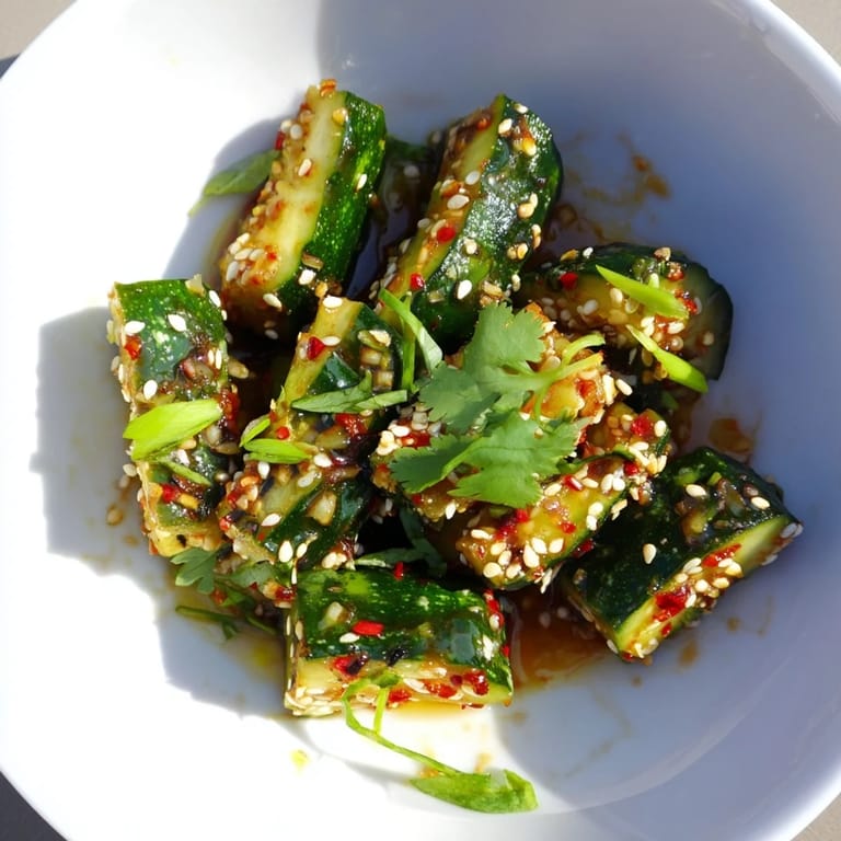 This delicious Chinese Spicy Smashed Cucumber Salad is ready to eat, bursting with fresh, zesty flavors.