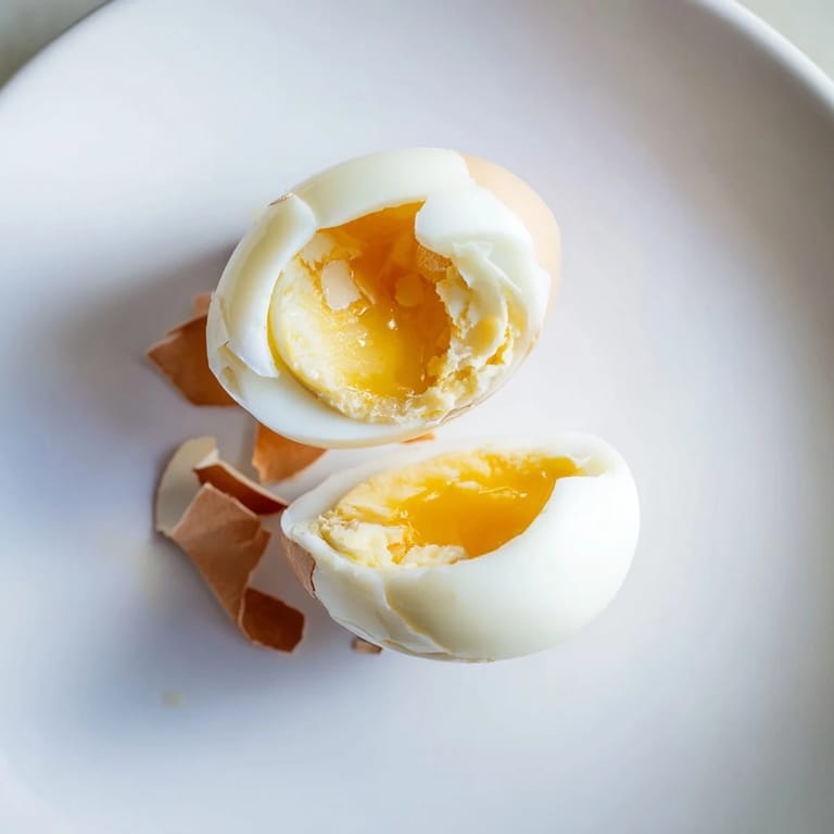 Air fryer boiled eggs, cooked to perfection, showcasing easy-to-peel shells.