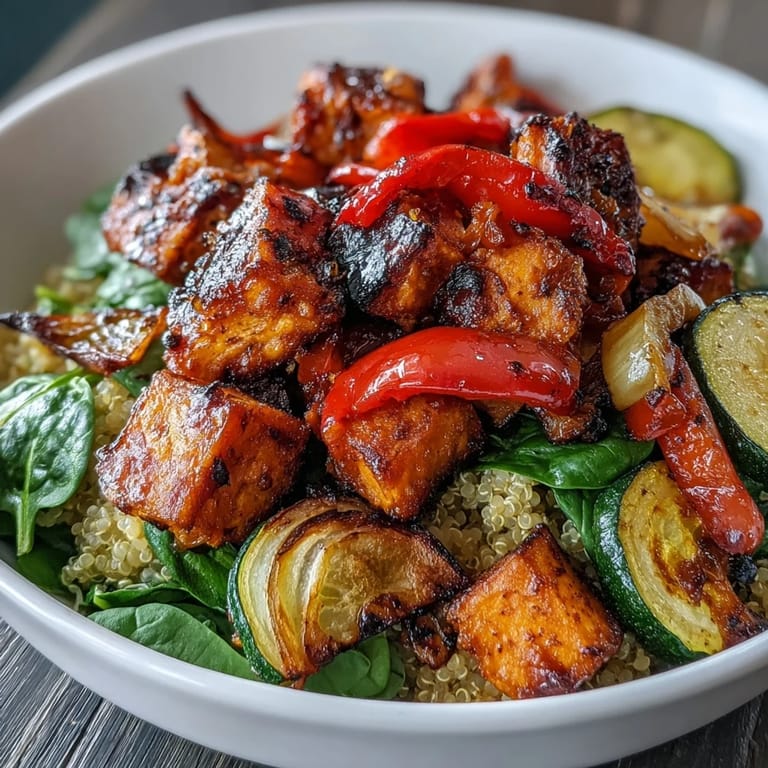 This overhead view showcases a steaming Warm Salad Bowl with roasted vegetables and pumpkin seeds, perfect for a healthy lunch.