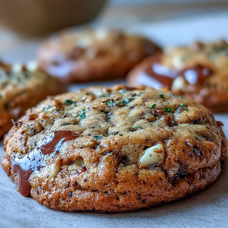 Artfully arranged plate of Brown Butter Hojicha & Earl Grey Cookies next to a steaming cup of tea, highlighting the fusion dessert pairing.
