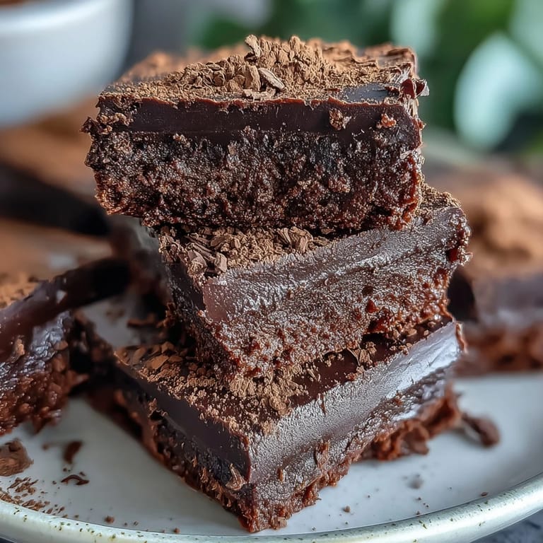 Luxurious hojicha fudge with nutty roasted tea notes, topped with a shiny chocolate layer and a velvety, dense consistency.
