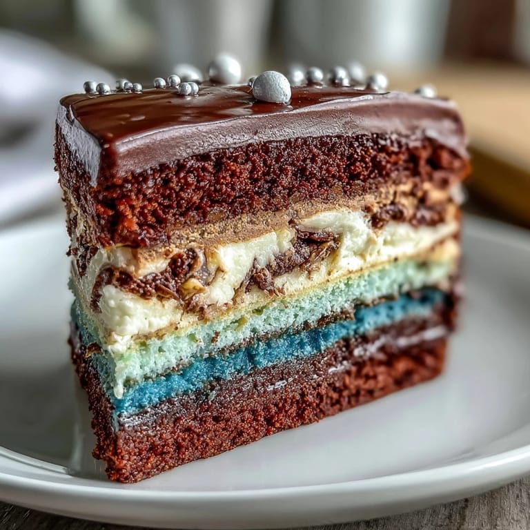 Celebration cake with stunning ombre layers in blue, decorated with gold pearls and elegant piping