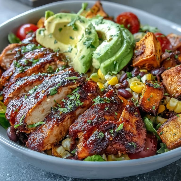 Healthy BBQ chicken meal prep bowls ready for busy weeknights with avocado and lime.
