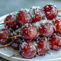 Frozen grape skewers coated in zesty lime sugar, a refreshing summer snack perfect for hot days.